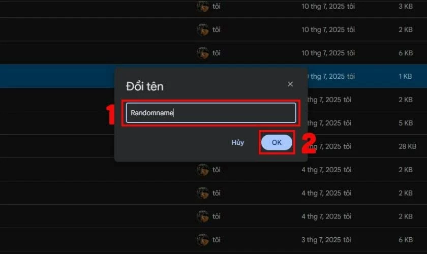 Tiếp theo, nhập tên mới và xác nhận.