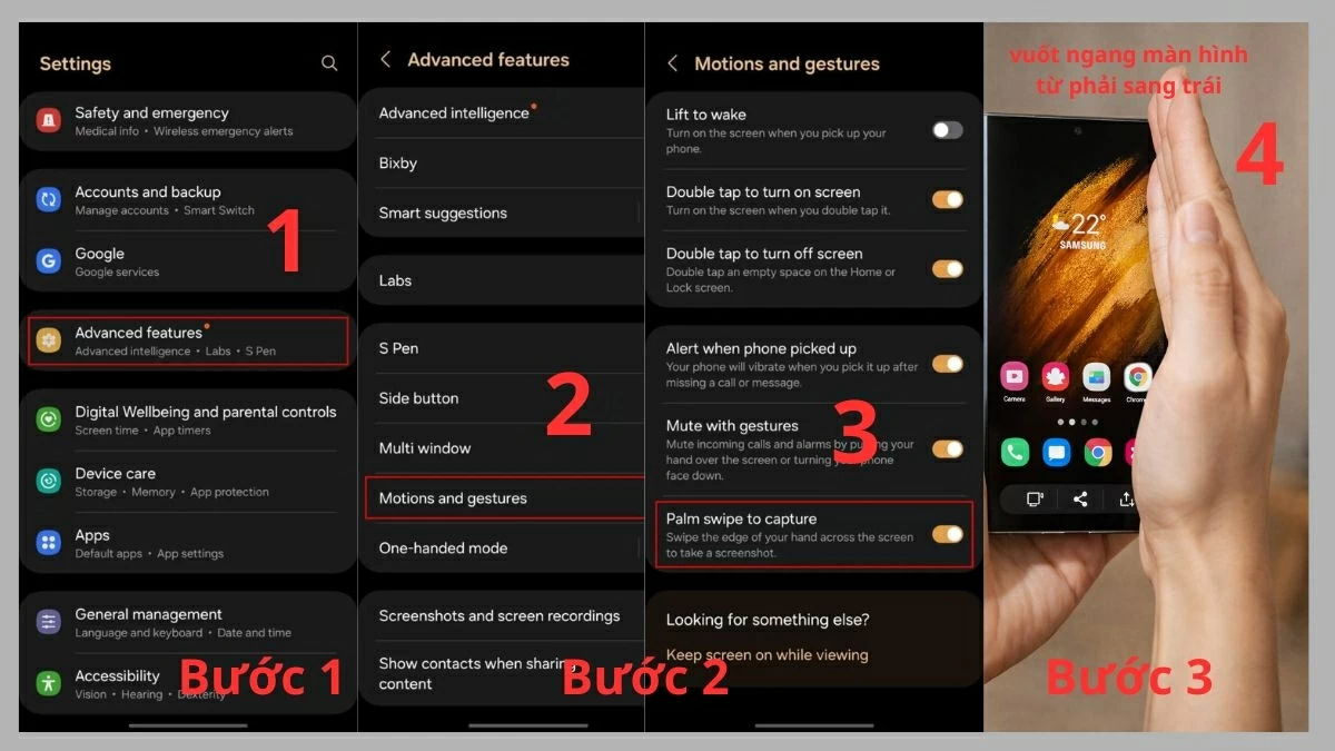 Cách chụp màn hình bằng cử chỉ vuốt lòng bàn tay. Cách chụp màn hình bằng cử chỉ vuốt lòng bàn tay.