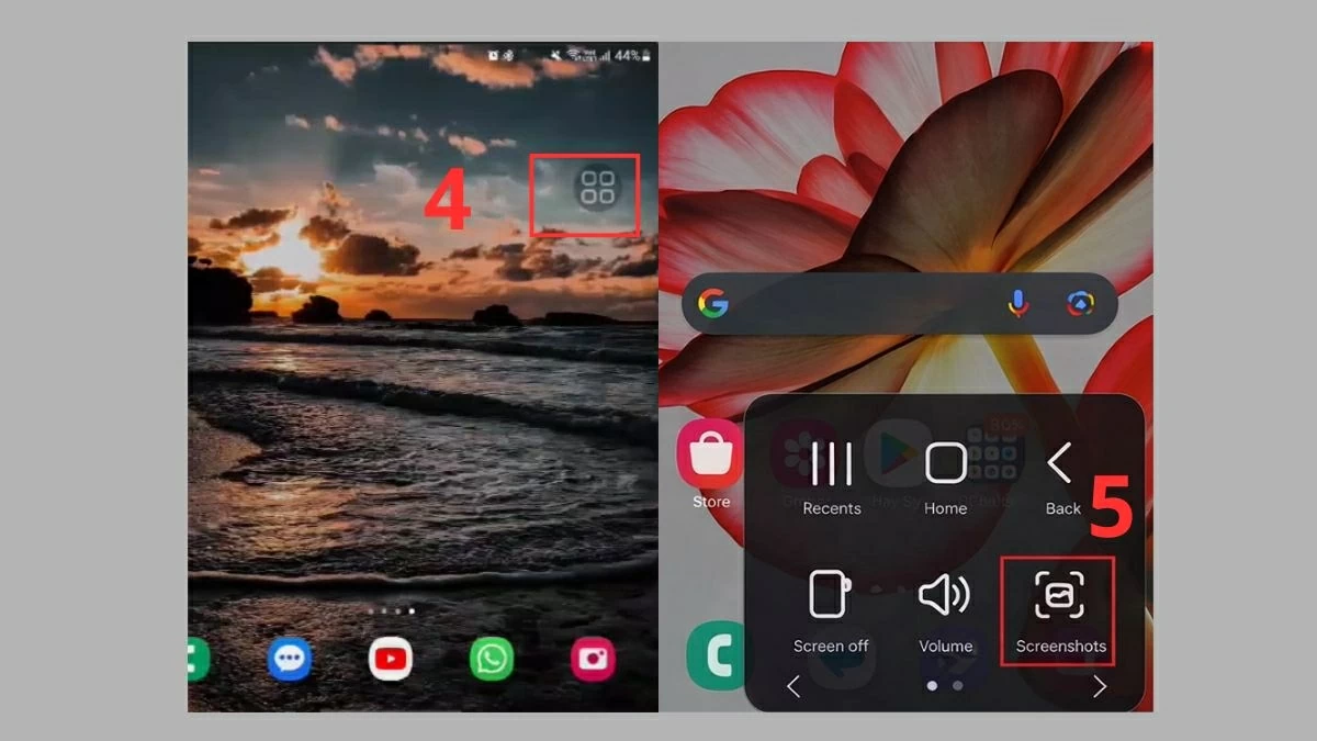 Nhấn vào biểu tượng nổi của Menu trợ năng.