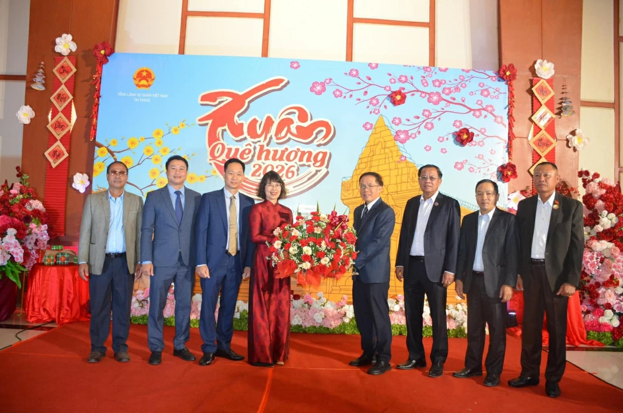 Xuân Quê hương 2026 tại Pakse: Vui mừng, phấn khởi trước thành công của Đại hội XIV Đảng Cộng sản Việt Nam và Đại hội XII Đảng Nhân nhân Cách mạng Lào