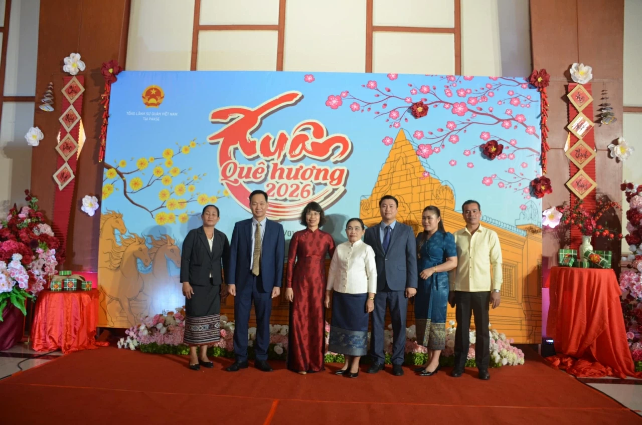 Xuân Quê hương 2026 tại Pakse: Vui mừng, phấn khởi trước thành công của Đại hội XIV Đảng Cộng sản Việt Nam và Đại hội XII Đảng Nhân nhân Cách mạng Lào