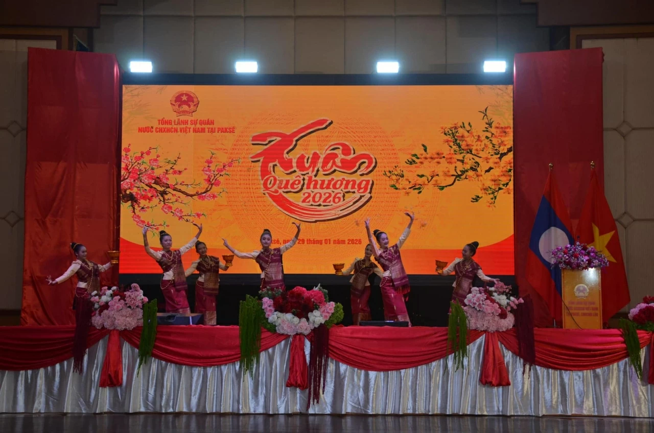 Xuân Quê hương 2026 tại Pakse: Vui mừng, phấn khởi trước thành công của Đại hội XIV Đảng Cộng sản Việt Nam và Đại hội XII Đảng Nhân nhân Cách mạng Lào
