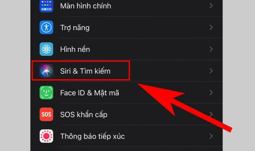 Vào mục Siri & Tìm kiếm.