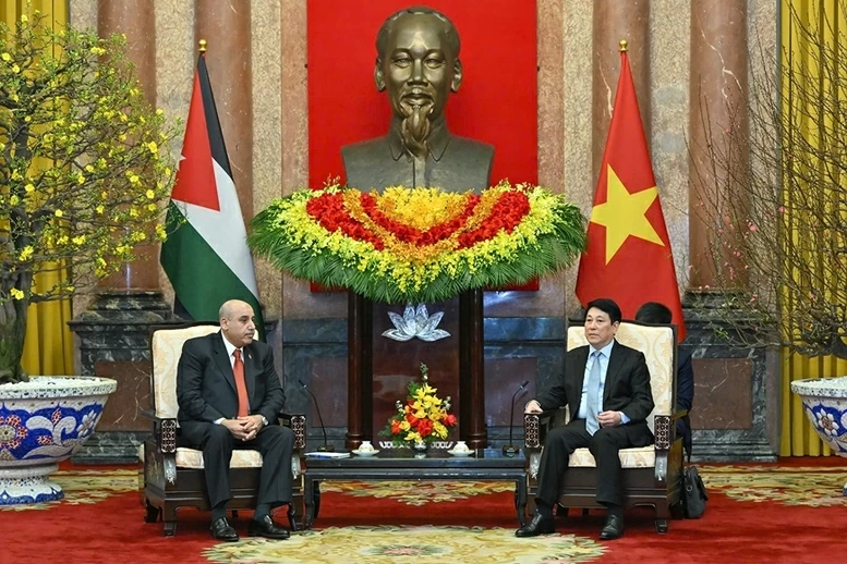 Chủ tịch nước Lương Cường tiếp Chủ tịch Hạ viện Jordan Mazen Turki El Qadi.