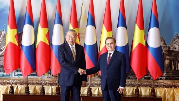 Tổng Bí thư Tô Lâm hội kiến Chủ tịch Quốc hội Lào Saysomphone Phomvihane