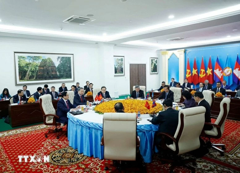 Tổng Bí thư Tô Lâm dự cuộc gặp giữa Người đứng đầu ba Đảng Việt Nam-Campuchia-Lào tại Campuchia