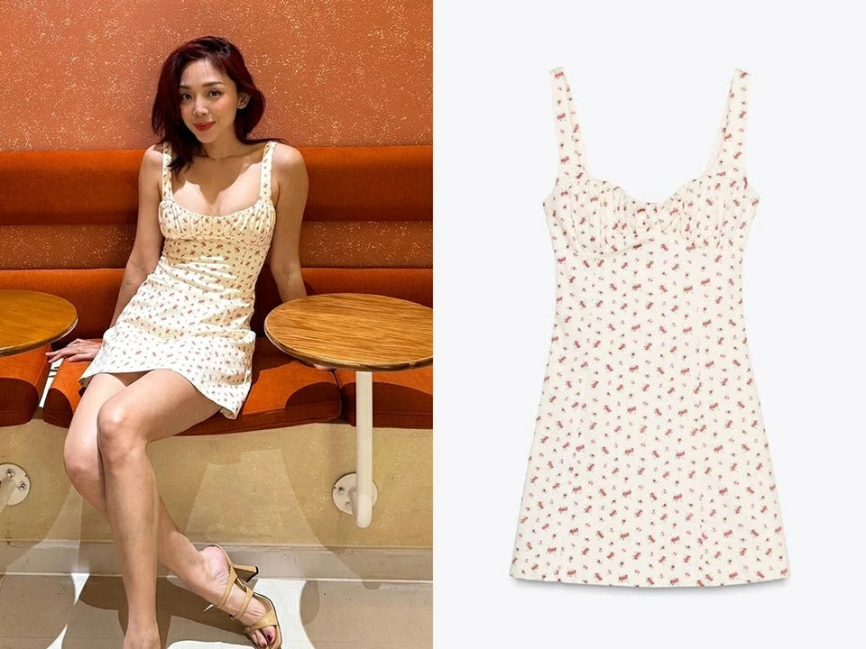 Ca sĩ Tóc Tiên được khen trẻ trung như nữ sinh khi diện đầm kẻ caro bên hoa đào Đà Lạt