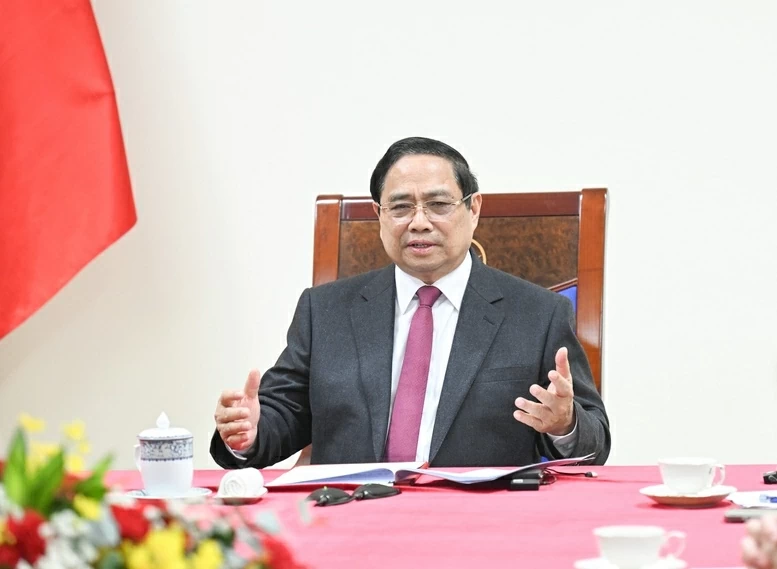 Thủ tướng Chính phủ Phạm Minh Chính đã nêu một số đề xuất hợp tác giữa hai nước. (Nguồn: VGP)