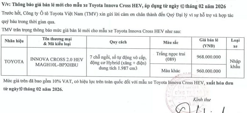 Toyota Innova Cross HEV nhận được ưu đãi hấp dẫn tại Việt Nam