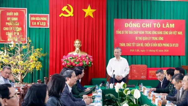Tổng Bí thư Tô Lâm thăm, chúc Tết Đồn Biên phòng Ea H’Leo