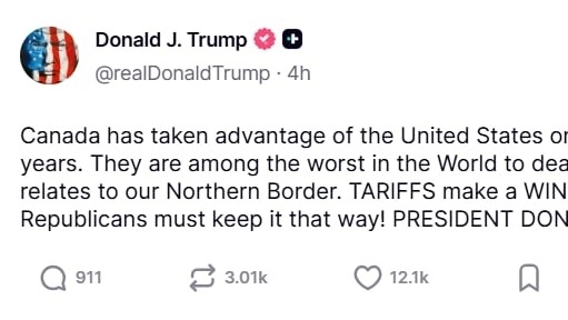 Tổng thống Trump cảnh báo nghị sĩ Mỹ về hệ lụy chính trị nếu phản đối chính sách thuế với Canada
