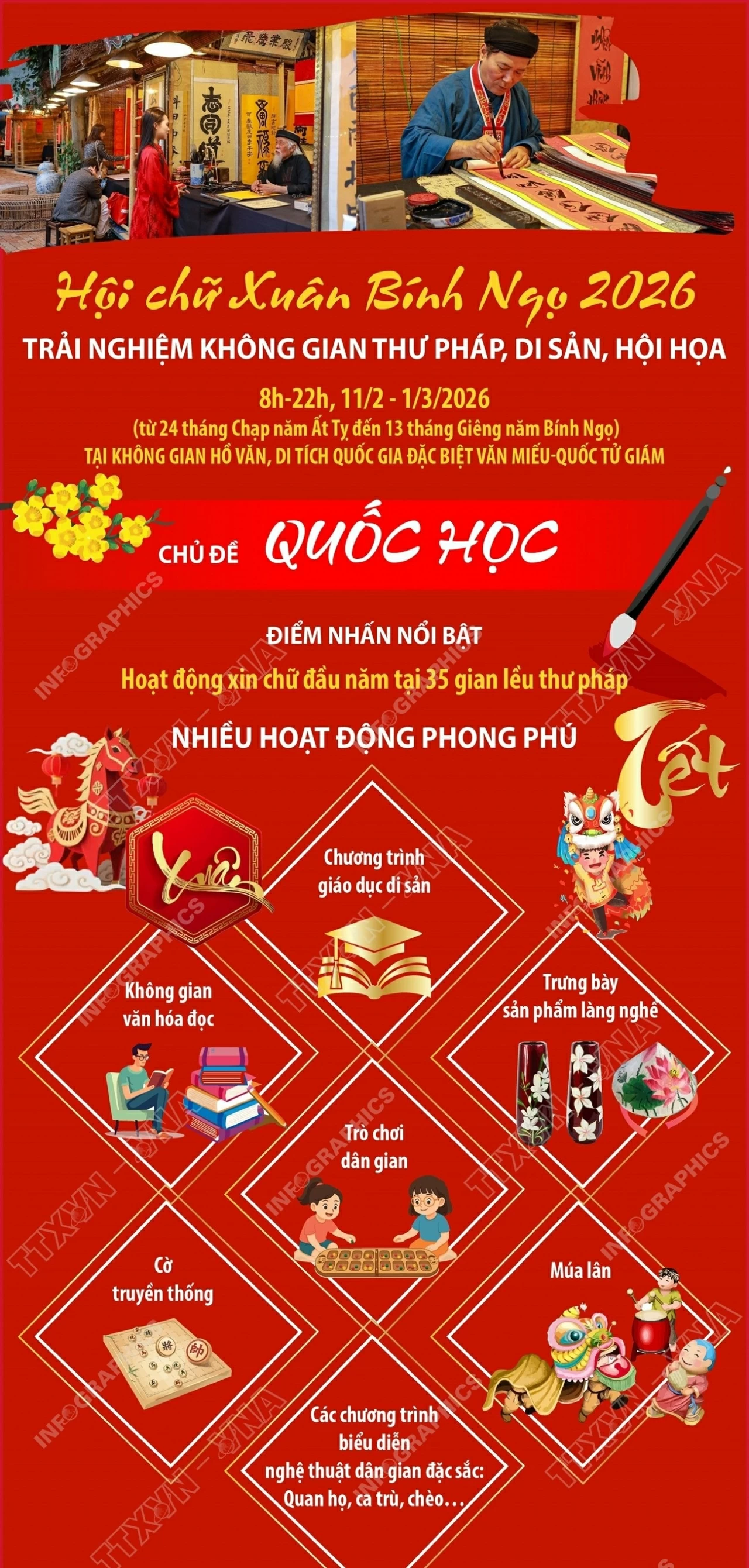 Hội chữ Xuân Bính Ngọ 2026: Trải nghiệm không gian thư pháp, di sản, hội họa