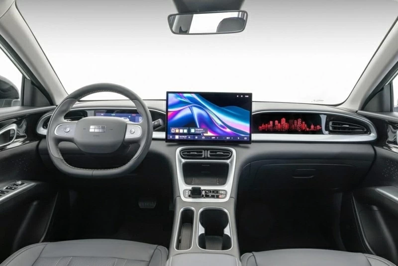 Geely EX2 sở hữu khoang lái theo phong cách tối giản, tập trung vào yếu tố công nghệ.