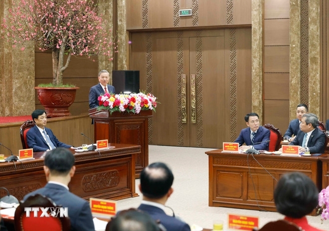 Tổng Bí thư thăm, chúc Tết Đảng bộ, chính quyền, nhân dân Thủ đô Hà Nội