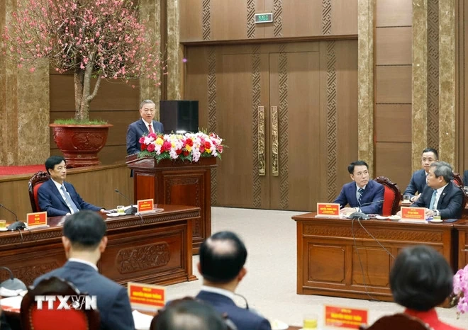 Tổng Bí thư thăm, chúc Tết Đảng bộ, chính quyền, nhân dân Thủ đô Hà Nội