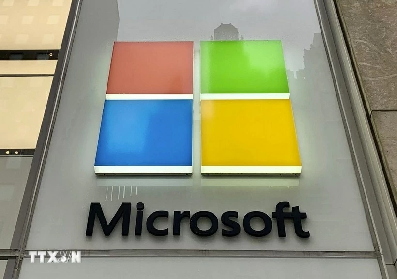 Biểu tượng Microsoft tại một cửa hàng ở New York, Mỹ. (Nguồn: TTXVN)