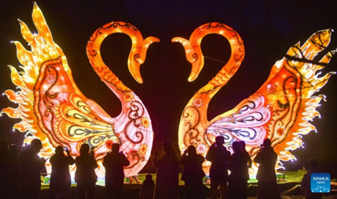 Du khách tham quan triển lãm đèn lồng theo chủ đề tại vườn thực vật ở thành phố Lạc Dương, tỉnh Hà Nam (Trung Quốc). (Nguồn: Tân Hoa xã) Du khách tham quan triển lãm đèn lồng theo chủ đề tại vườn thực vật ở thành phố Lạc Dương, tỉnh Hà Nam (Trung Quốc). (Nguồn: Tân Hoa xã)