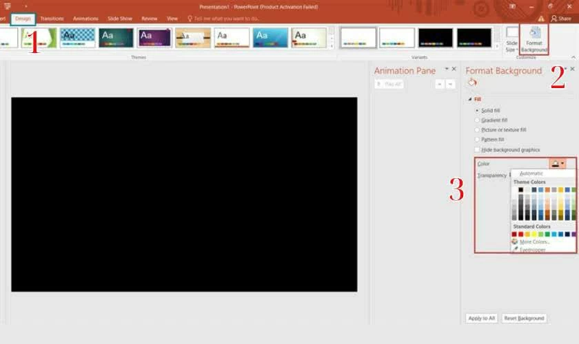 Mở slide cần chỉnh sửa, vào thẻ Design.