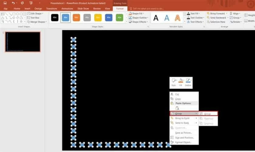 Giữ phím Ctrl và chọn tất cả các hình tròn vừa tạo. 