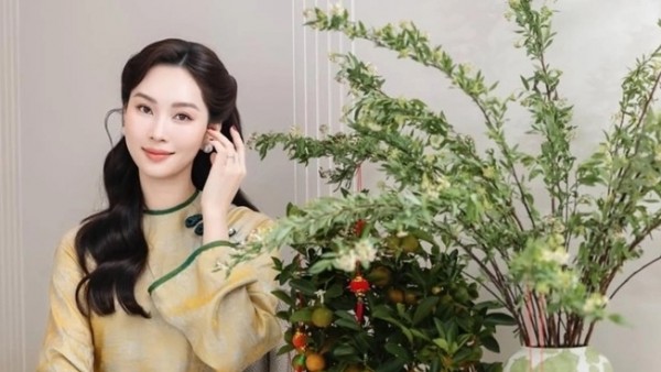 Hoa hậu Đặng Thu Thảo trang hoàng nhiều loại cây, hoa hút tài lộc ngày Tết