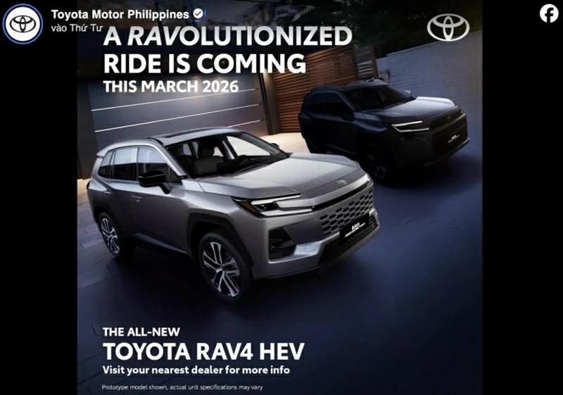 Toyota Motor Philippines (TMP) đã chính thức “chốt lịch” ra mắt Toyota RAV4 thế hệ mới.