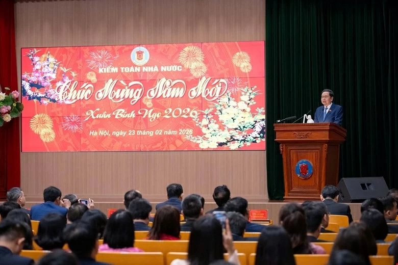 Chủ tịch Quốc hội Trần Thanh Mẫn phát biểu tại cuộc làm việc với Kiểm toán Nhà nước. (Nguồn: Quốc hội)