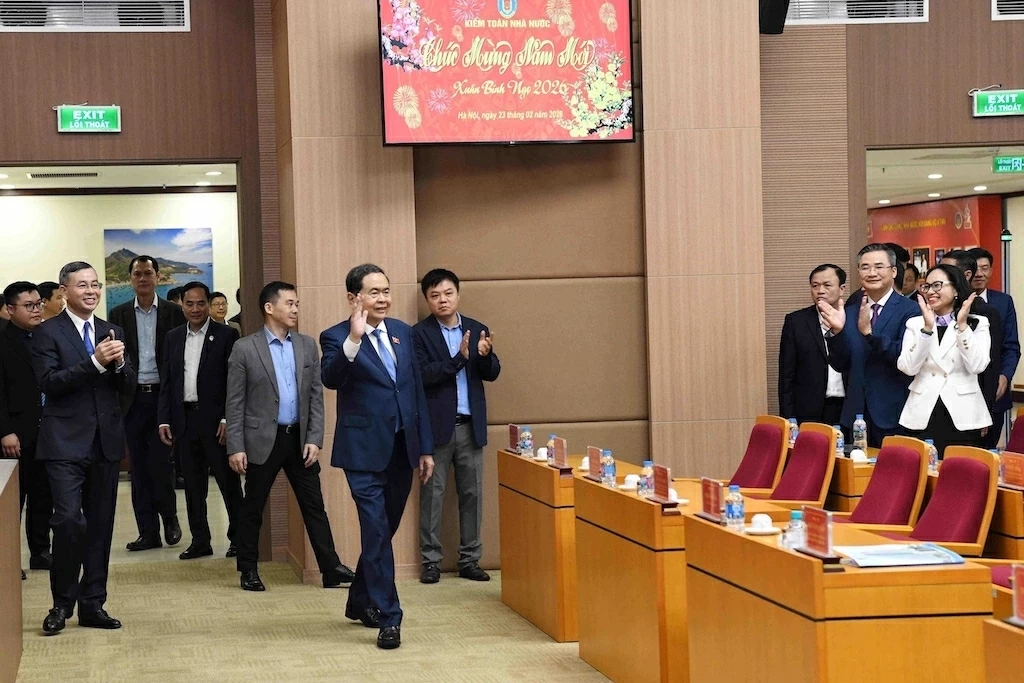 Chủ tịch Quốc hội Trần Thanh Mẫn thăm, làm việc với Kiểm toán Nhà nước. (Nguồn: Quốc hội)