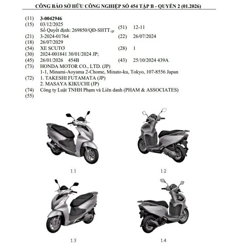 Honda Việt Nam đã đăng ký bảo hộ kiểu dáng cho một mẫu xe tay ga mới, động thái thường được xem là bước dọn đường trước khi sản phẩm ra mắt.