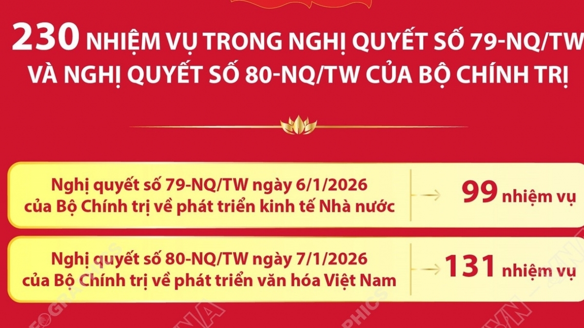 230 nhiệm vụ trong Nghị quyết số 79 và Nghị quyết số 80 của Bộ Chính trị