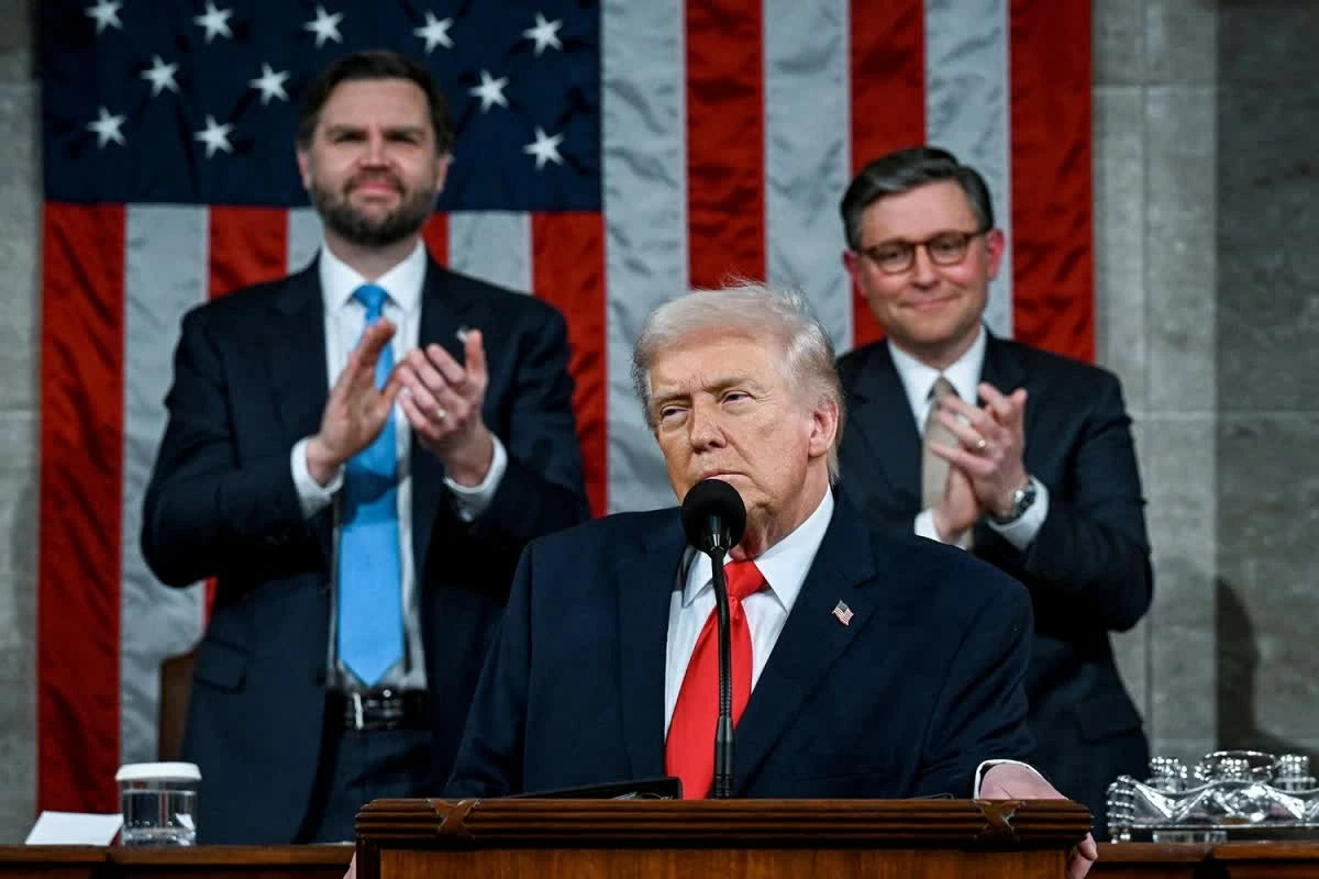 Tổng thống Donald Trump đọc thông điệp liên bang ngày 24/2/2026. (Nguồn: Getty Images)