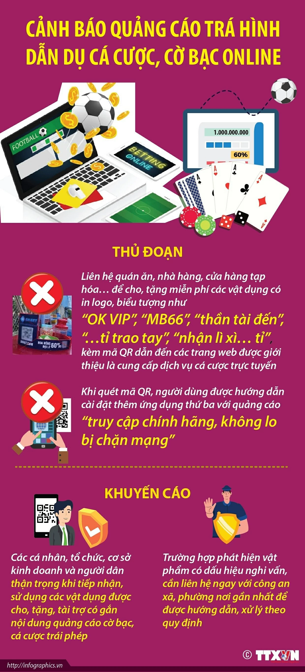 Cảnh báo quảng cáo trá hình dẫn dụ cá cược, cờ bạc online Cảnh báo quảng cáo trá hình dẫn dụ cá cược, cờ bạc online