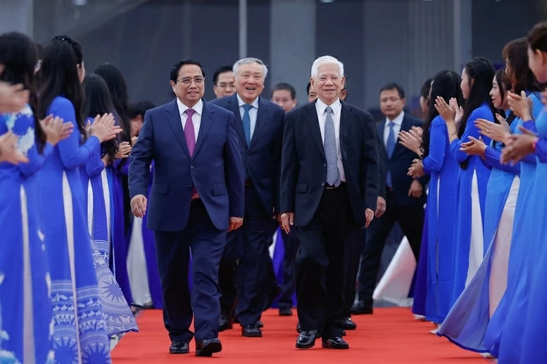 Thủ tướng Phạm Minh Chính đến dự Chương trình nghệ thuật chính luận “Thủ tướng Phạm Văn Đồng - trọn đời vì nước, vì dân”. (Nguồn: VGP)