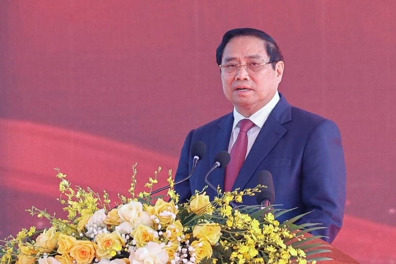 Thủ tướng Chính phủ Phạm Minh Chính phát biểu tại lễ kỷ niệm 120 năm ngày sinh Thủ tướng Phạm Văn Đồng (1/3/1906-1/3/2026) - Ảnh: VGP/Nhật Bắc