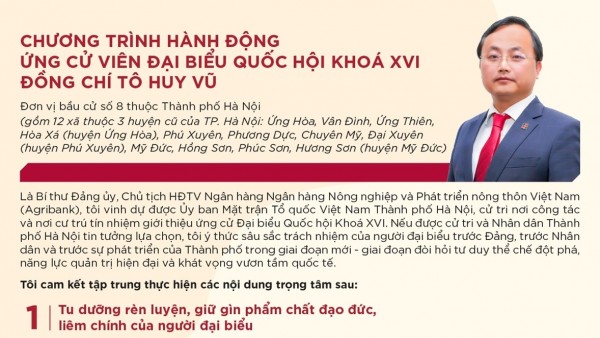 Chủ tịch HĐTV Agribank Tô Huy Vũ ứng cử đại biểu Quốc hội khóa XVI tại đơn vị bầu cử số 8, TP. Hà Nội