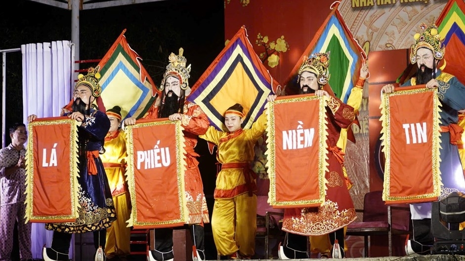 Lan tỏa thông điệp bầu cử Quốc hội qua nghệ thuật truyền thống