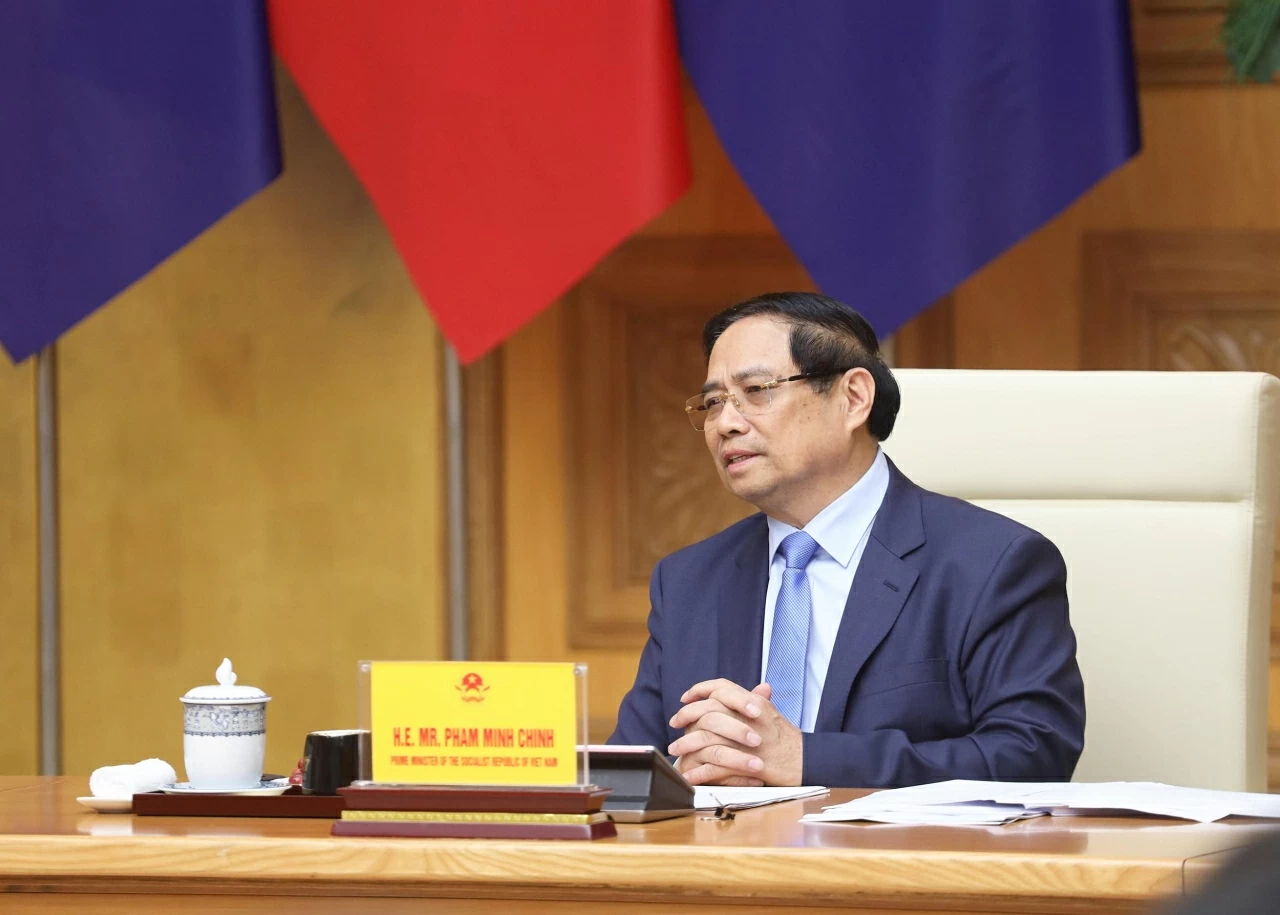 Thủ tướng Chính phủ Phạm Minh Chính phát biểu tại buổi  gặp mặt. (Ảnh: Thành Long)