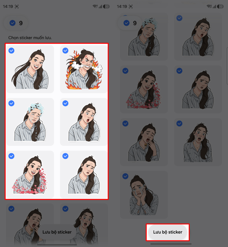 Sau khi chọn kiểu sticker phù hợp, chờ hệ thống tạo hoàn tất.