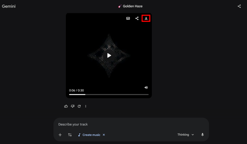 Chờ vài giây để Gemini xử lý dữ liệu và tạo ra đoạn nhạc.