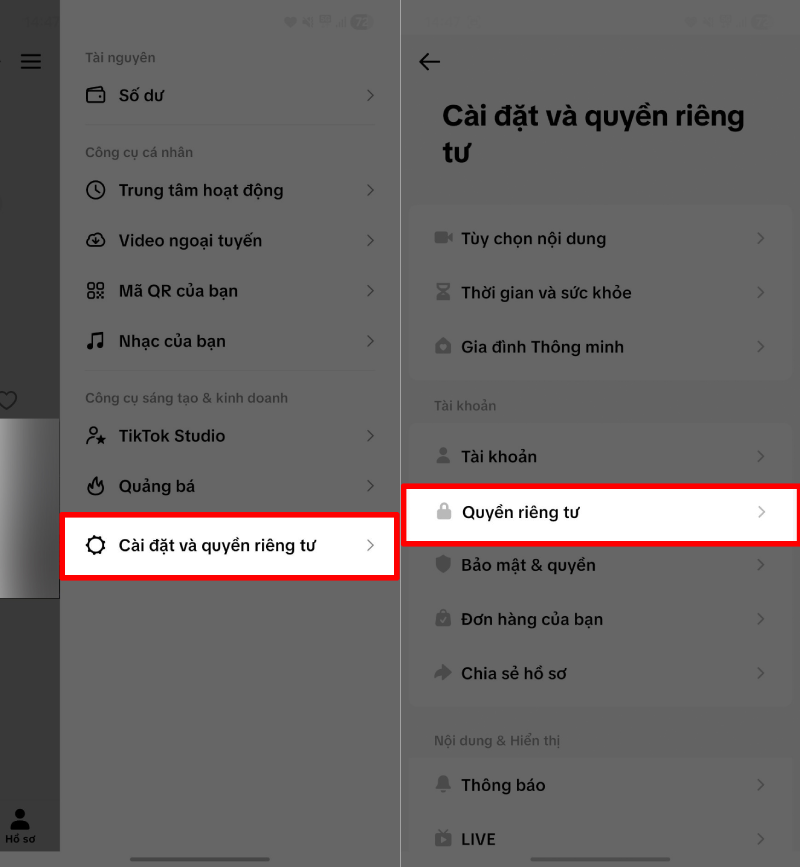 Mở TikTok trên điện thoại.