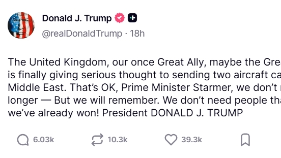 Tổng thống Mỹ nói không cần Anh ‘can thiệp’ để chiến thắng tại Iran, London kêu gọi nhìn vào thực chất