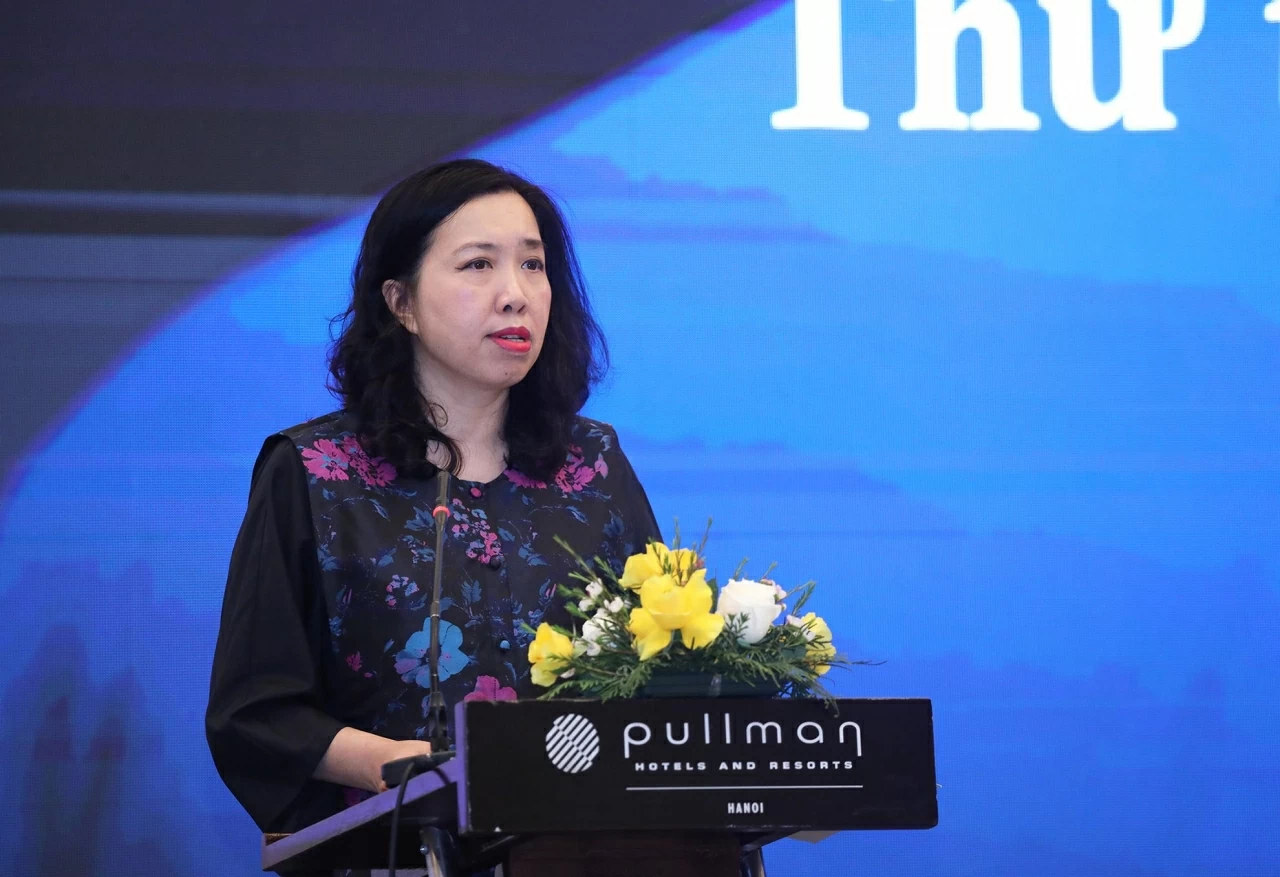 Thứ trưởng Ngoại giao Lê Thị Thu Hằng phát biểu khai mạc sự kiện. (Ảnh: Thành Long)