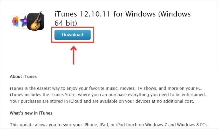 rên máy tính Windows, hãy tải và cài đặt iTunes.