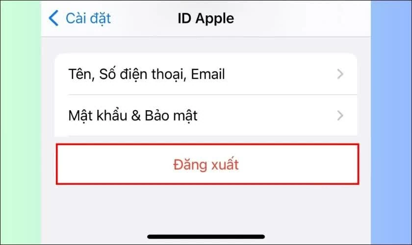 Kéo xuống cuối trang và chọn Đăng xuất (Sign Out).