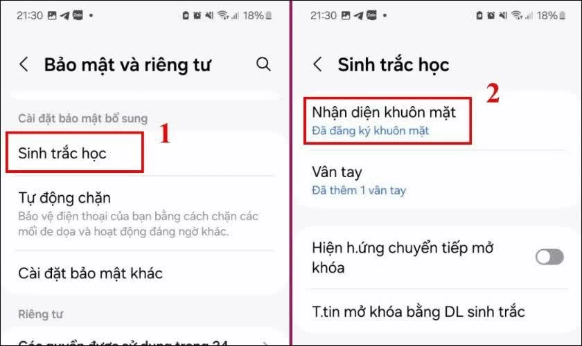 Mở Cài đặt, vào mục Bảo mật và quyền riêng tư.