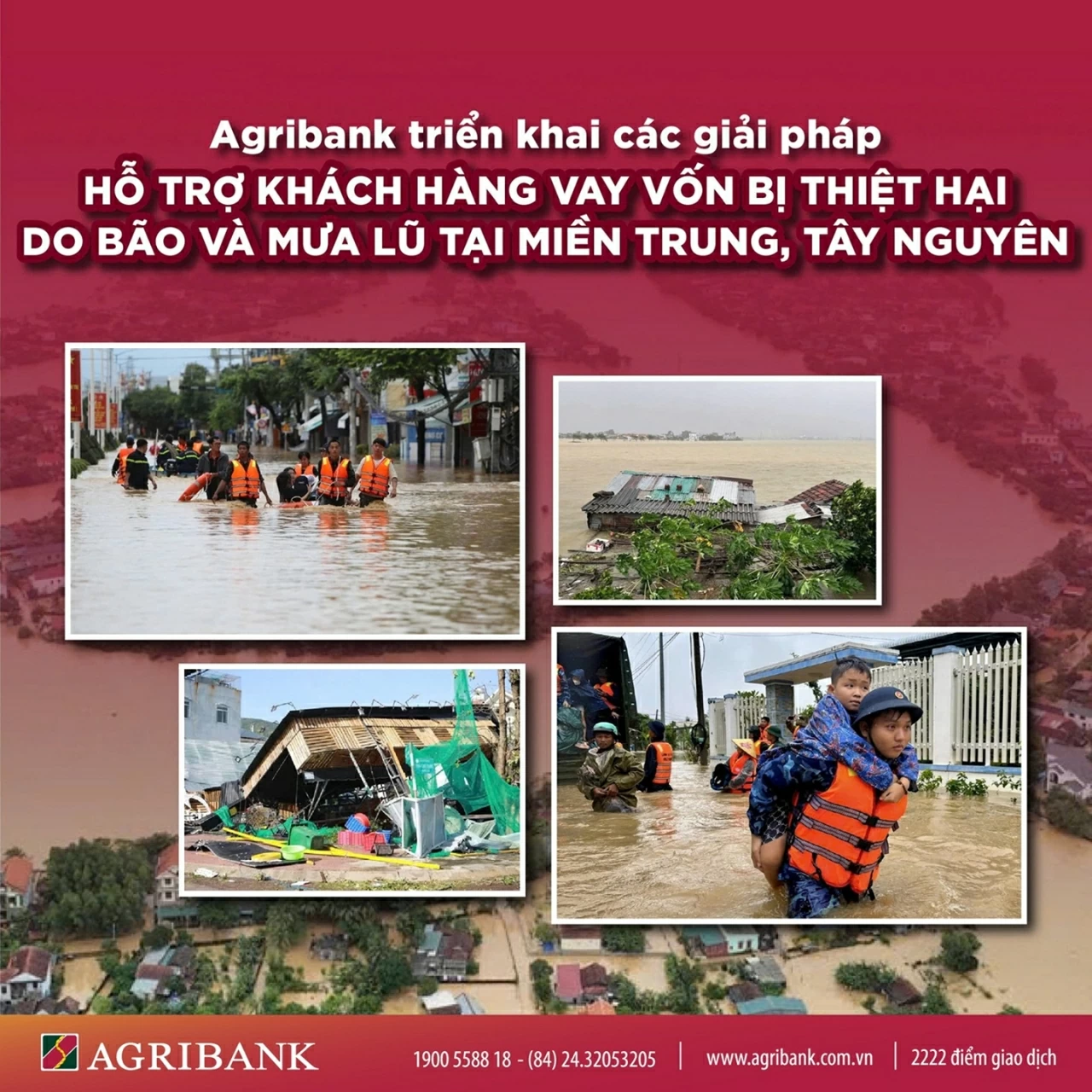 Agribank tiếp tục triển khai chính sách giảm tới 2%/năm lãi suất cho vay hỗ trợ khách hàng bị thiệt hại do bão số 12, 13 và mưa lũ