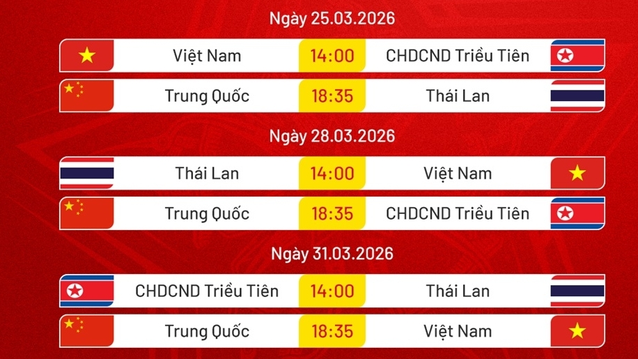 Lịch thi đấu của U23 Việt Nam tại giải giao hữu quốc tế CFA Team China - Tây An 2026