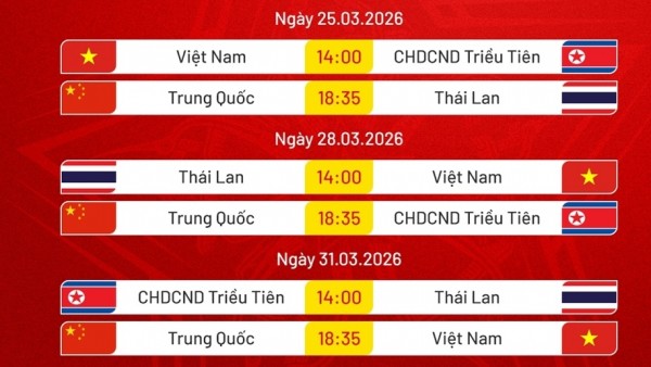 Lịch thi đấu của U23 Việt Nam tại giải giao hữu quốc tế CFA Team China - Tây An 2026