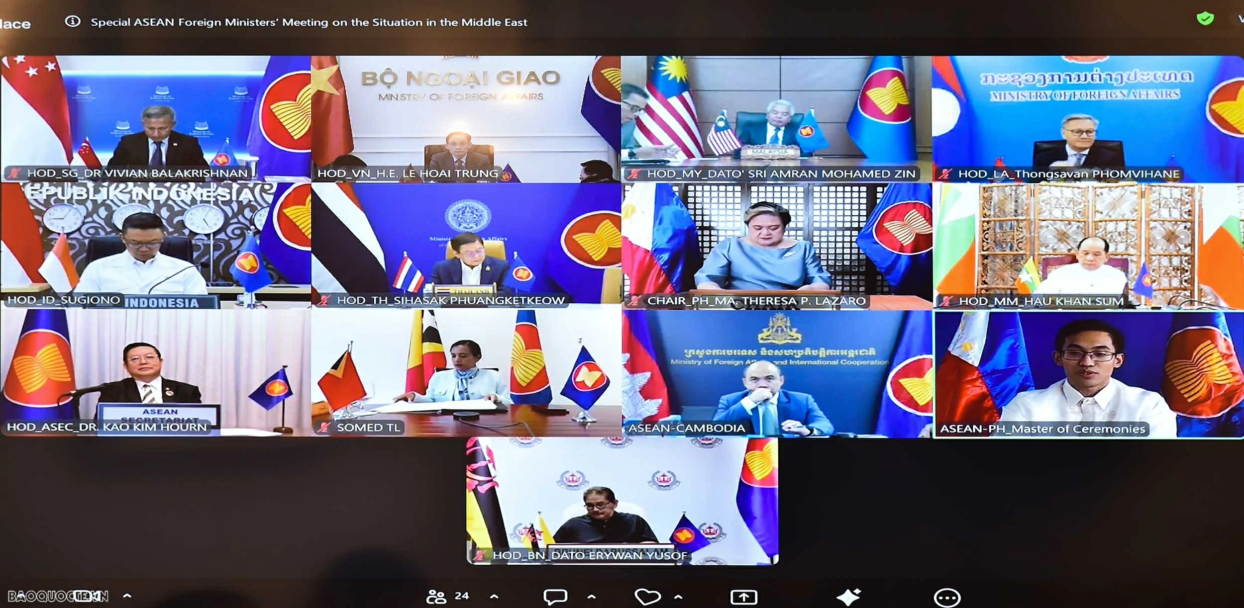 ASEAN họp đặc biệt về tình hình Trung Đông, kêu gọi kiềm chế và thúc đẩy giải pháp hòa bình