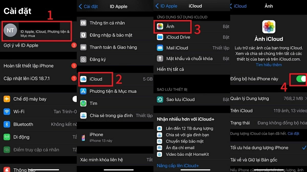 Tắt iCloud Photo Library.