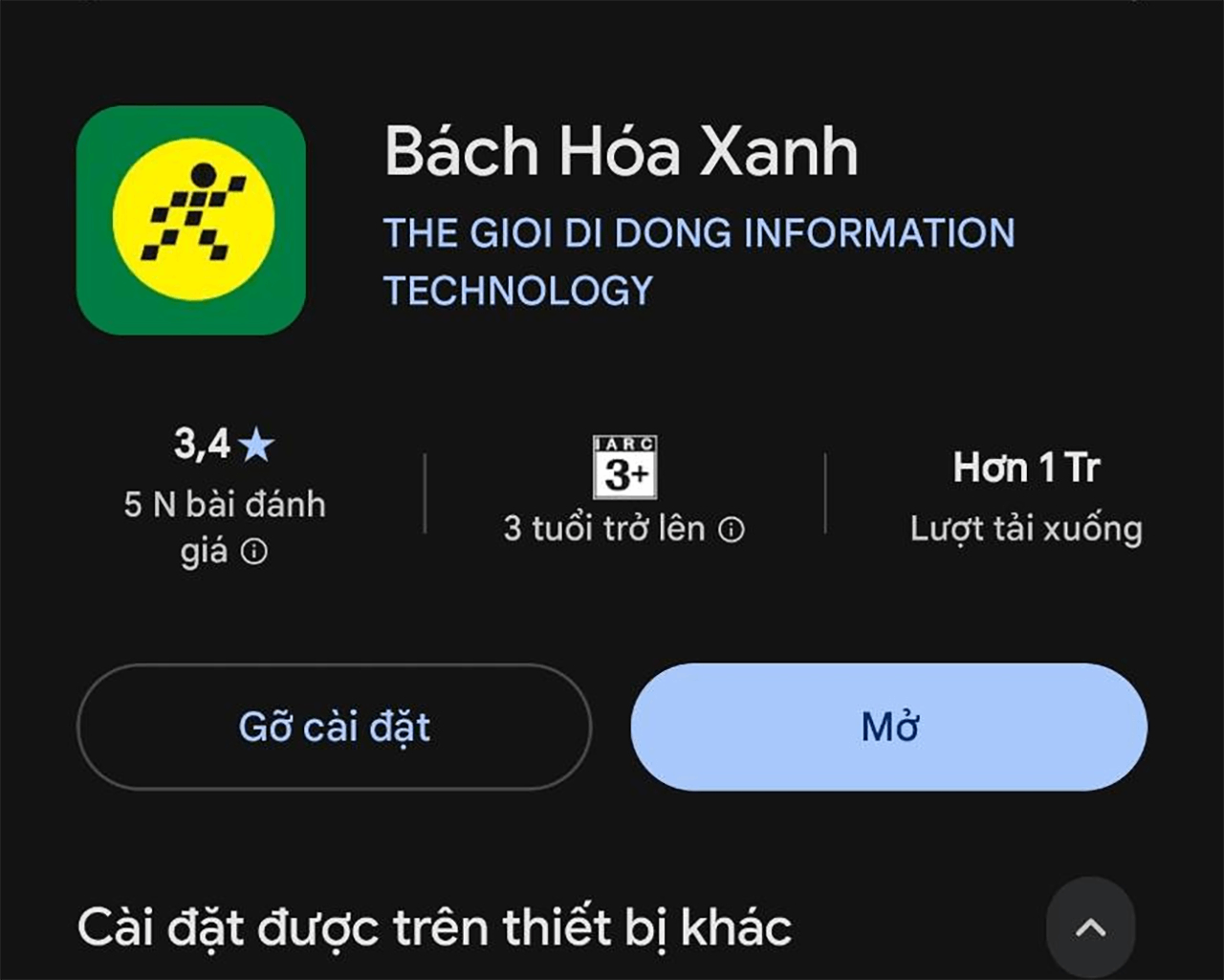 Tìm ứng dụng trong CH Play.